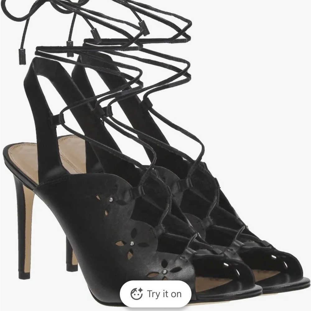 MICHAEL Michael Kors Thalia Leather Black Lace-Up Heels - Picture 3 of 5